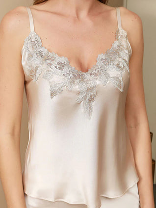 Ensemble Pyjama en Soie et Fine Dentelle pour Femme