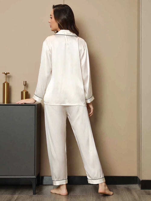 Ensemble Pyjama en Soie à Manches Longues pour Femme