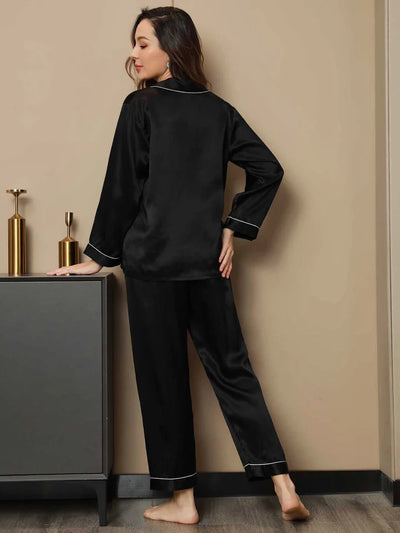 Ensemble Pyjama en Soie à Manches Longues pour Femme