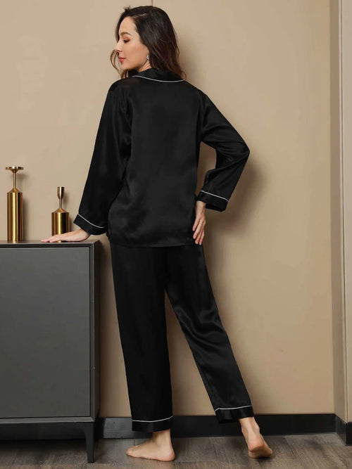 Ensemble Pyjama en Soie à Manches Longues pour Femme